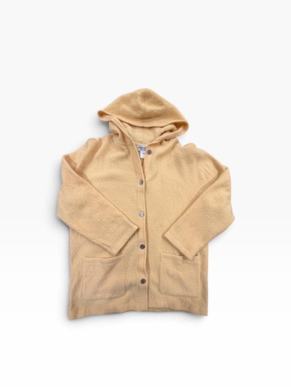 Pendleton vintage XL butter yellow wool Hooded Button-Front  long Cardigan